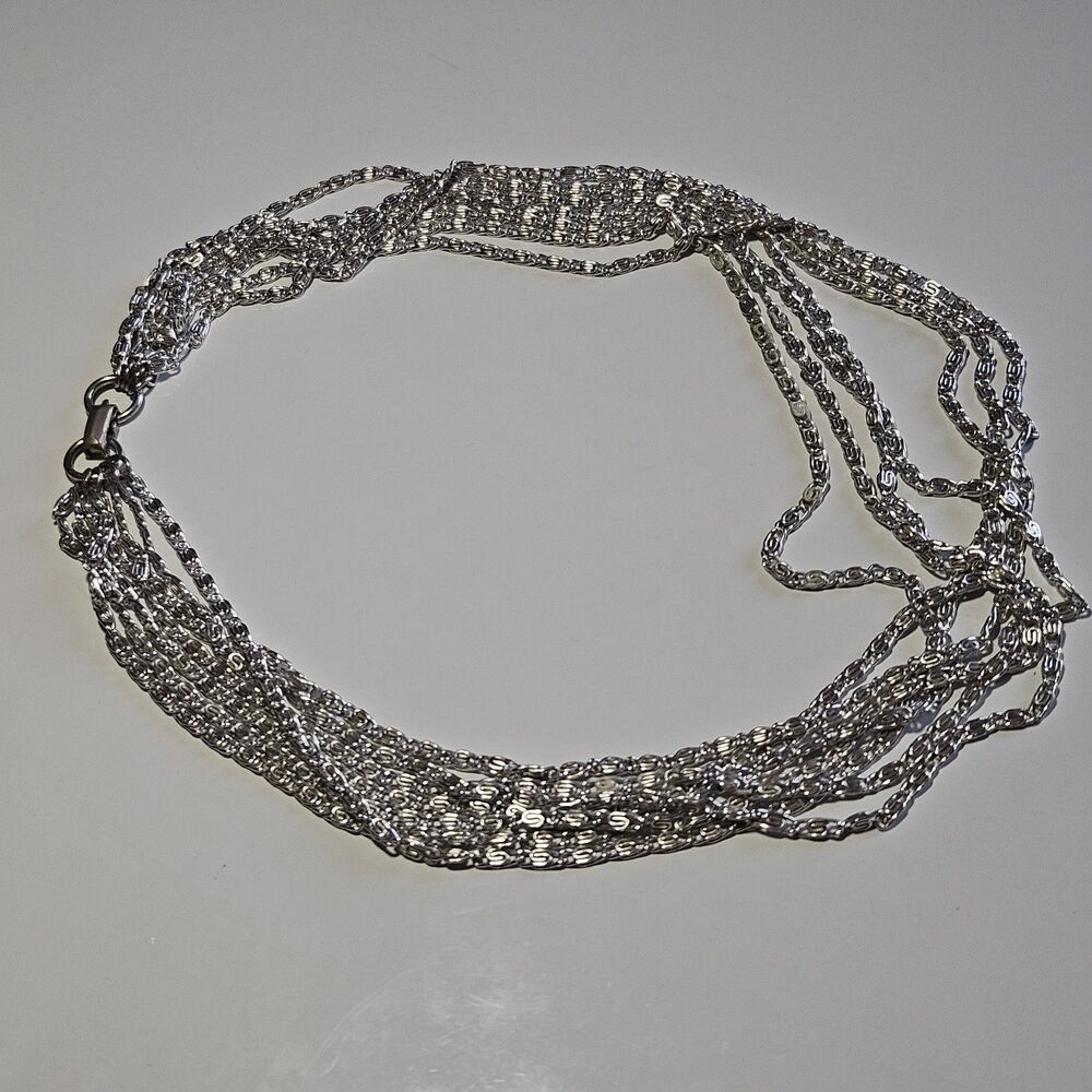 Vintage Sarah Coventry Multi Strand S-Link Silver Tone Necklace 15.5" 1960s - Picture 13 of 14
